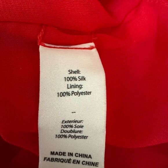 Cinq a Sept Serena 100% Silk Dress long sleeve faux wrap in red orange sz 4 NWT - Picture 8 of 14